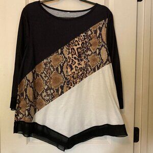 Beautiful Animal Print long sleeved tunic, diagonal design, lightweight
